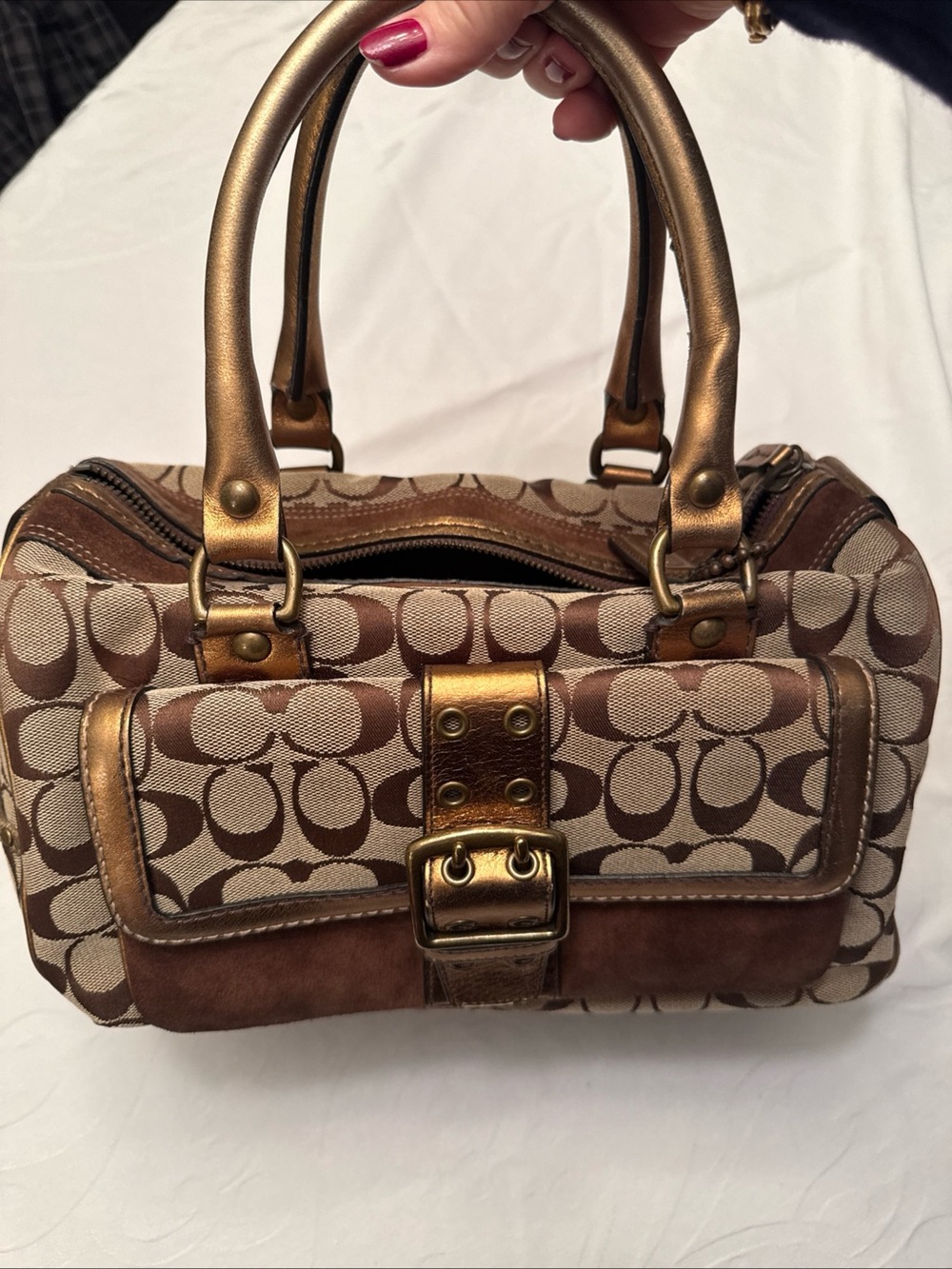 Coach Signature C Boston limited addition, bag Canvas and Leather suede Satchel